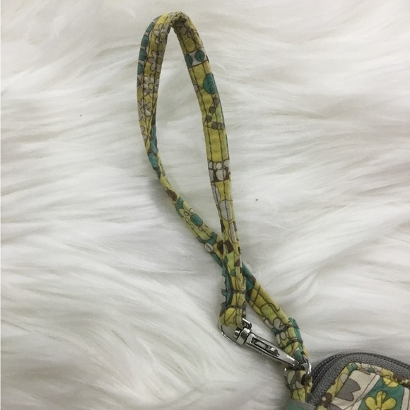 Vera Bradley larger wristlet green gray yellow turquoise brown - Picture 7 of 9